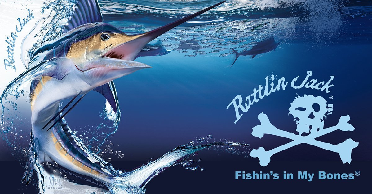 Rattlin Jack Gold Marlin UV Fishing Shirt Mens UV Sun Protection