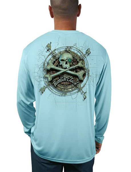 Men's Compass Bone UV Fishing Shirt by Rattlin Jack | Long Sleeve | UPF 50 Sun Protection | Performance Polyester Rash Guard |