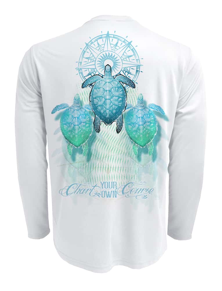 Chart Your Own Course Sea Turtle Mens UV Shirt Long Sleeve UPF 50