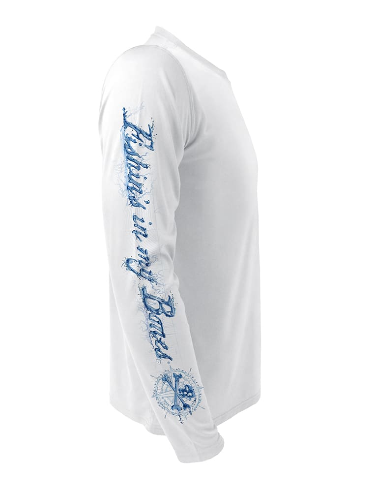 Men's Walleye UPF 50 Fishing Shirt by Rattlin Jack | Long Sleeve | UV Protection | Performance Polyester Rash Guard | 2XL / Blue