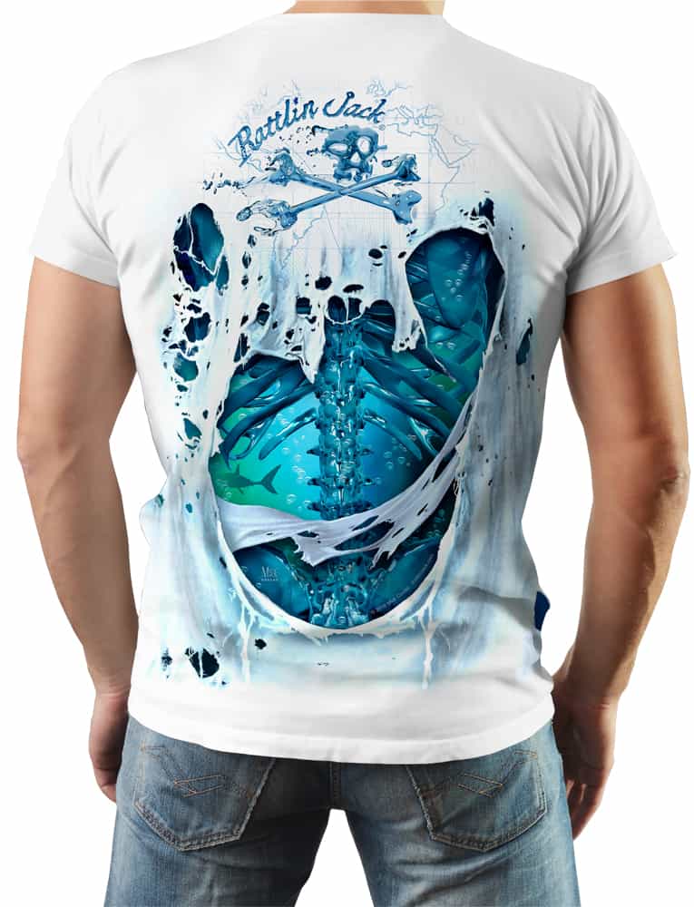 Men's Skeleton Water Short Sleeve UV Fishing Shirt by Rattlin Jack