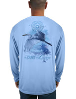 Men's Egret Sunblock Beach Shirt by Chart Your Own Course | Long Sleeve | UPF 50 Sun Protection | Performance Polyester Rash Guard |