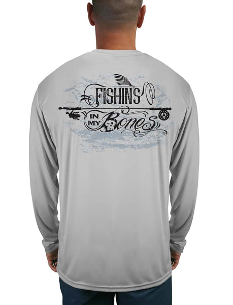 Fishin's in My Bones Tattoo Style Sun Block Fishing Shirt UV