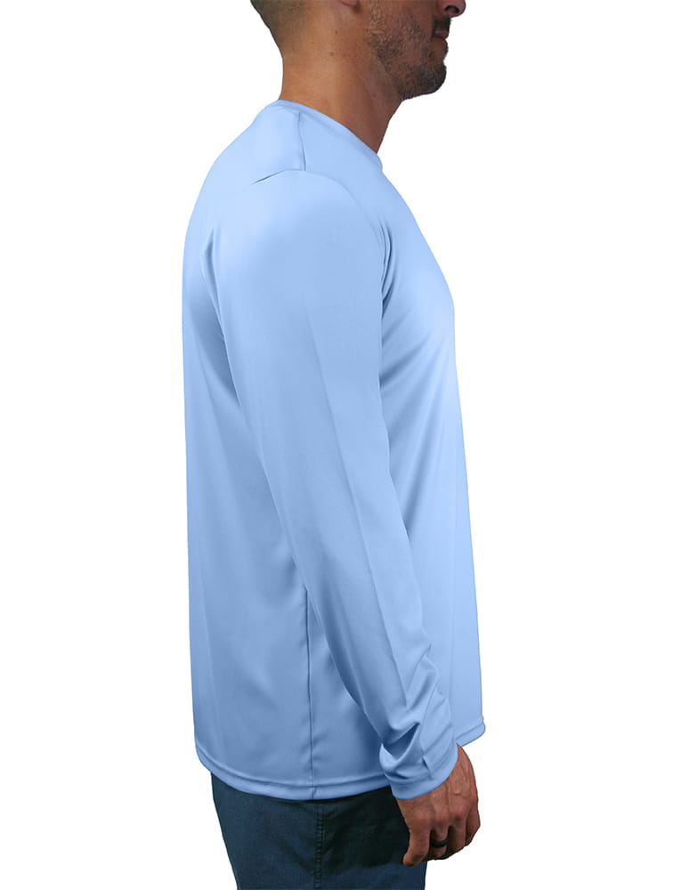 UV Fishing Shirt Shark Left Side hown in right view in Blue