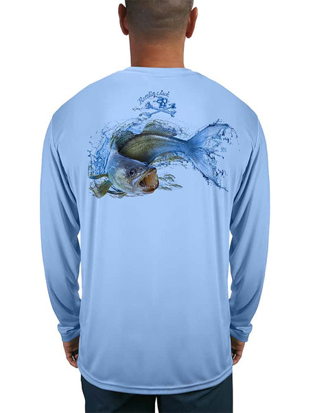 Men's Walleye UPF 50 Fishing Shirt by Rattlin Jack | Long Sleeve | UV  Protection | Performance Polyester Rash Guard 