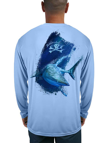 Men's Skeleton Water UPF 50 Fishing Shirt by Rattlin Jack | Long Sleeve | UV Protection | Performance Polyester Rash Guard | 2XL / Teal