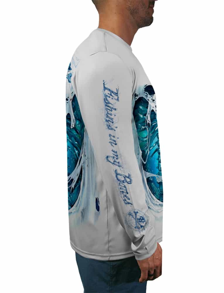 Men's Skeleton Water Bones UV Fishing Shirt with Moisture Men's Skeleton Water Bones UV Fishing Shirt with Moisture