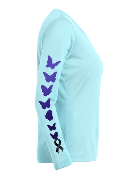 Womens-Unstoppable-UV-Crew-Neck Long Sleeves in Lt. Blue Right Side View