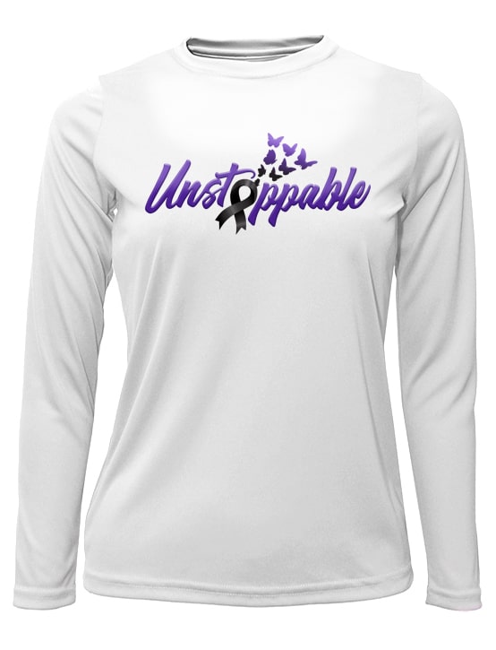 Womens-Unstoppable-UV-Crew-Neck Long Sleeves in White Back View