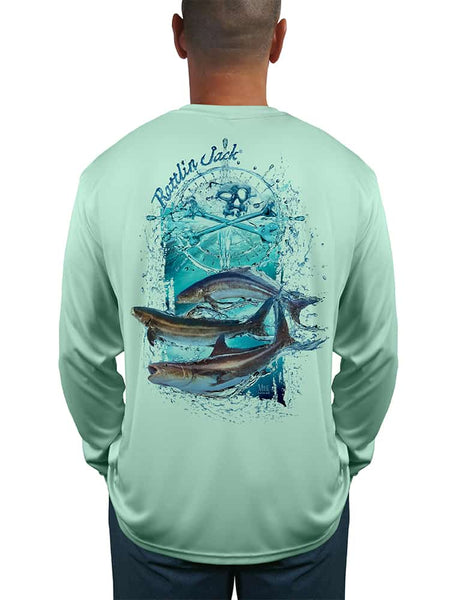 Mens UPF 50 Long Sleeve Fishing Shirt With Sun Protection And