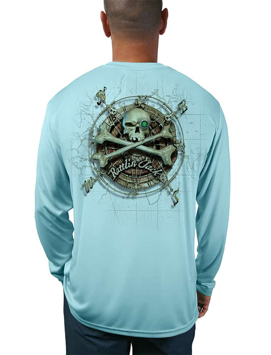 Men's Compass Bone UV Fishing Shirt by Rattlin Jack | Long Sleeves with UPF 50 Performance Polyester Rash Guard