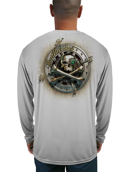 Men's Compass Metal UV Fishing Shirt by Rattlin Jack | Long Sleeve | UPF 50 Sun Protection | Performance Polyester Rash Guard |