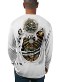 Men's Skeleton Metal Bones UV Fishing Shirt by Rattlin Jack | Long Sleeve | UPF 50 Sun Protection | Performance Rash Guard |