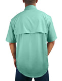 Short-Sleeve-Button-Down-Sun-Shirt-Chart-Your-Own-Course-Back View in Teal