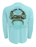 Chart-Your-Own-Course-Crab-Mens-UV-Long-Sleeve-Back view in Aqua