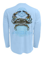 Chart-Your-Own-Course-Crab-Mens-UV-Long-Sleeve-Back view in Blue