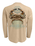 Chart-Your-Own-Course-Crab-Mens-UV-Long-Sleeve-Back view in Tan