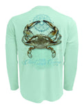 Chart-Your-Own-Course-Crab-Mens-UV-Long-Sleeve-Back view in Teal