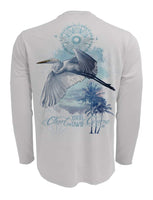 Chart-Your-Own-Course-Egret-Sun-Block-Beach-Shirt-Back view in Grey