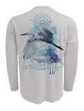 Chart-Your-Own-Course-Egret-Sun-Block-Beach-Shirt-Back view in Grey