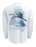 Chart-Your-Own-Course-Egret-Sun-Block-Beach-Shirt-Back view in White