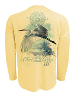 Chart-Your-Own-Course-Egret-Sun-Block-Beach-Shirt-Back view in Yellow