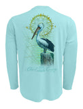 Chart-Your-Own-Course-Pelican-Mens-UPF-50-Shirt-Back view in Aqua