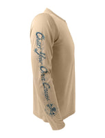 Chart-Your-Own-Course-Rattlin-Jack-Sun-Protection-Right-Sleeve shown in Tan on the Rattlin-Jack-Hogfish-UV-Spearfishing-Shirt-Mens