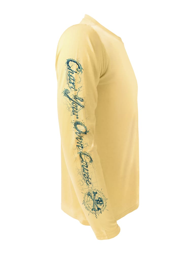 Chart-Your-Own-Course-Rattlin-Jack-Sun-Protection-Right-Sleeve shown in Yellow on the Rattlin-Jack-Hogfish-UV-Spearfishing-Shirt-Mens