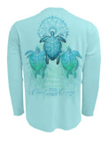 Chart-Your-Own-Course-Sea-Turtle-Mens-UV-Shirt-Back view in Aqua