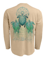 Chart-Your-Own-Course-Sea-Turtle-Mens-UV-Shirt-Back view in Tan