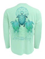 Chart-Your-Own-Course-Sea-Turtle-Mens-UV-Shirt-Back view in Teal