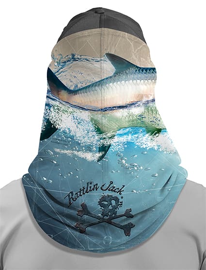 Men's Tarpon Comfort Fit UV Fishing Neck Gaiter by Rattlin Jack | UPF 50 Sun Protection | Moisture Wicking | Wide at Shoulders