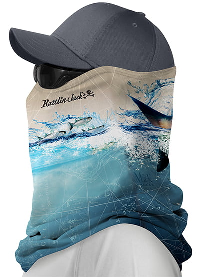 Comfort-fit-UV-Fishing-Neck-Gaiter-Tarpon-Taupe Left Side view