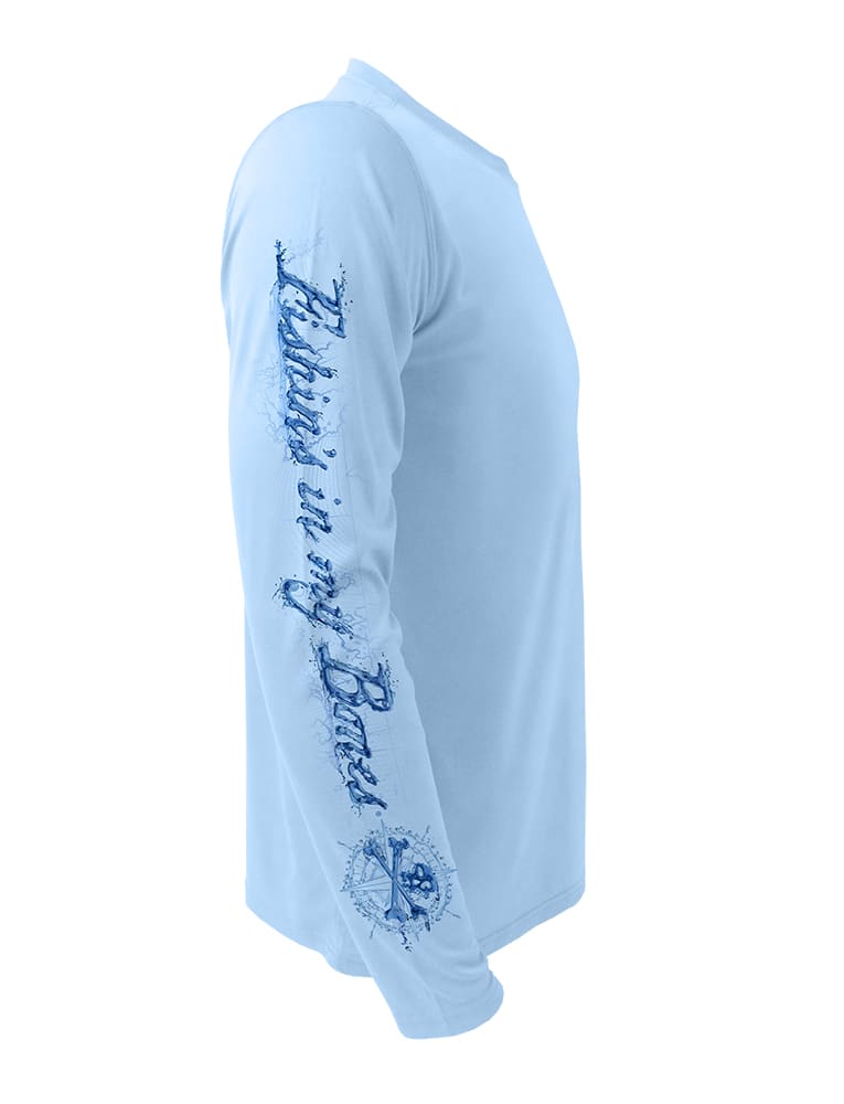 Fishins in My Bones Rattlin Jack Sun Protection Right Sleeve shown in Blue