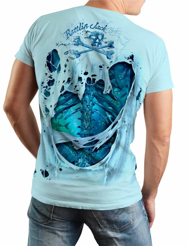 Mens-Skeleton-Water-Short-Sleeve-UV-Lt.BLUE-back view