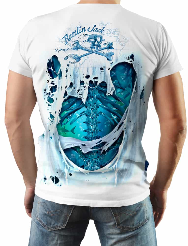 Mens-Skeleton-Water-Short-Sleeve-UV-WHITE-back view