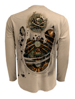 Men's Skeleton Metal Bones UV Fishing Shirt by Rattlin Jack | Long Sleeve | UPF 50 Sun Protection | Performance Rash Guard | 4XL / Grey