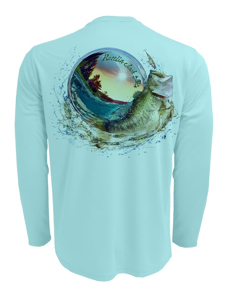 Rattlin Jack Bass World UV Fishing Shirt Men's UPF 50 Sun Rattlin Jack Bass World UV Fishing Shirt Men's UPF 50 Sun