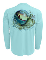 Rattlin-Jack-Bass-World-UV-Fishing-Shirt-Mens-UPF-50 Back View in Aqua