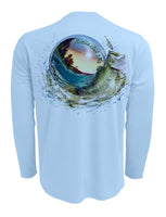 Rattlin-Jack-Bass-World-UV-Fishing-Shirt-Mens-UPF-50 Back View in Blue