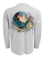 Rattlin-Jack-Bass-World-UV-Fishing-Shirt-Mens-UPF-50 Back View in Grey