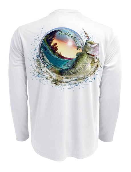 Rattlin-Jack-Bass-World-UV-Fishing-Shirt-Mens-UPF-50 Back View in White