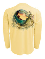 Rattlin-Jack-Bass-World-UV-Fishing-Shirt-Mens-UPF-50 Back View in Yellow