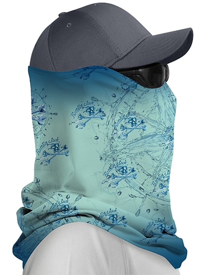Men's UV Fishing Neck Gaiter Compass Water by Rattlin Jack | Comfort Fit Style | UPF 50 Sun Protection for Neck and Face One Size / Teal