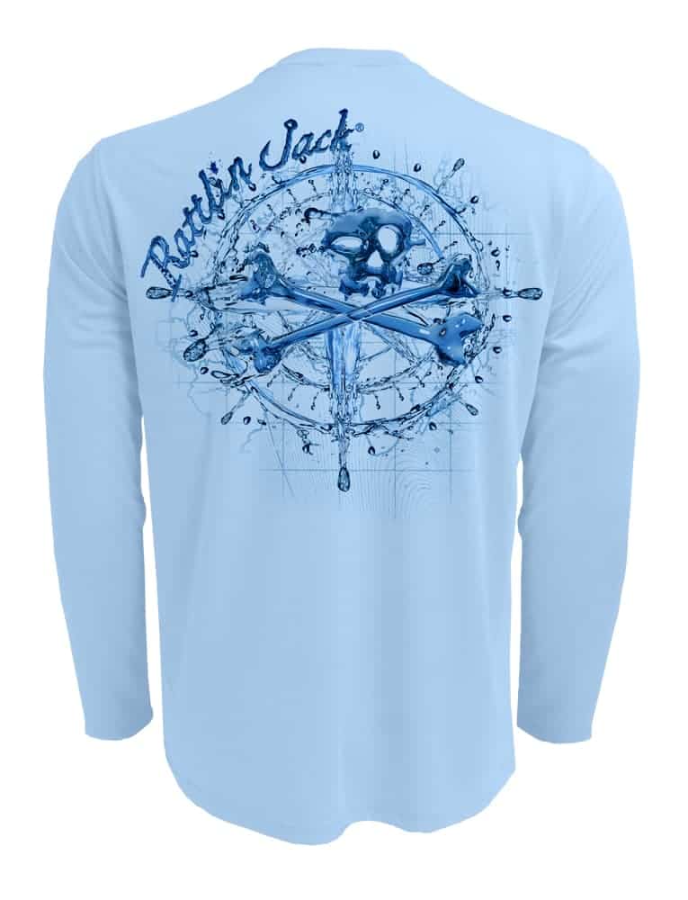 Rattlinジャックメンズ快適フィットUPF 50 +釣りSunマスクRedfish onブルー Rattlin Jack Water Marlin Fishing Shirt UV Men's Long Sleeve