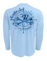Compass-Water-UV-Fishing-Shirt-Mens Back View in Blue