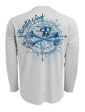 Compass-Water-UV-Fishing-Shirt-Mens Back View in Grey