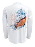 Rattlin-Jack-Hogfish-UV-Spearfishing-Shirt-Mens Back view in White