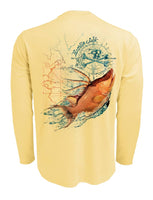 Rattlin-Jack-Hogfish-UV-Spearfishing-Shirt-Mens Back view in Yellow
